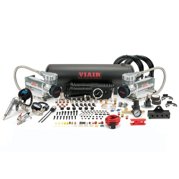 12V 200 PSI VIAIR Dual 444C Stealth Black Air Compressors Kit for Train Horns 12V 200 PSI VIAIR Dual 444C Stealth Black Air Compressors Kit for Train Horns